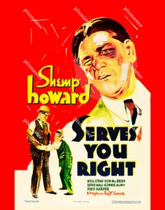 THE 3 STOOGES - SHEMP HOWARD 1935 SERVES YOU RIGHT 11 X14 LOBBY POSTER CARD - Picture 1 of 1