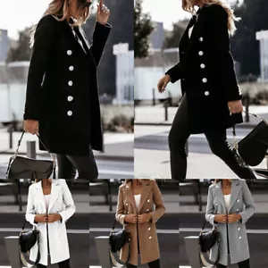 Damen Wollmantel Oberbekleidung Kragen Parkas Lange Jacke Winter Warm ≌ - Bild 1 von 15