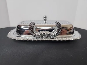 Irvinware Vintage Chrome Stainless Steel Plated Butter Dish W Knife Holder - Picture 1 of 6