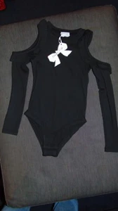 Mini Moi Body L/Sleeved Ribbed Cold Shoulder 7-8y 128cm Black BNWT - Picture 1 of 1