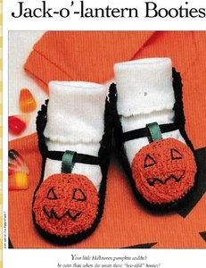 Halloween Pumpkin Baby Booties - Size 10 Crochet Cotton - Crochet Pattern ONLY - Picture 1 of 2