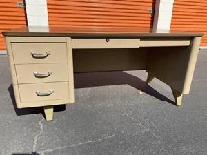 Cole Steel Vintage Industrial, Metal Tanker Desk Mid-Century Modern Work Bench - Picture 1 of 11