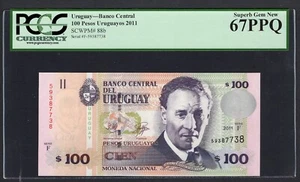 Uruguay 100 Pesos Uruguayos 2011 P88b Uncirculated Graded 67 - Picture 1 of 2