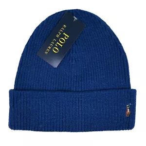 Polo Ralph Lauren Wool-Blend Beanie Hat Blue - Picture 1 of 2