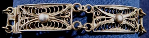 ARTISAN SILVER FILIGREE HANDMADE Vintage Linked BRACELET Estate - Picture 1 of 4