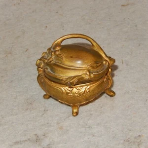 Art Nouveau B&W Brainard Wilson Small Casket Jewelry Box Lined Gold Gilt Metal - Picture 1 of 5