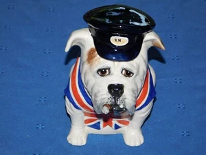 Manor Staffordshire Inghilterra Bulldog inglese statuina sigaro cappello superiore Union Jack - Foto 1 di 5
