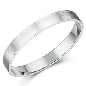 Sterlingsilber Hochzeitsring gebürstet matt flacher Hof Damen 3 mm Band - Bild 1 von 2