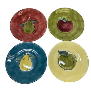 4er Set Eddie Bauer Home Teller Obst 8,5 in Apfel Birne Keramik Deko - Bild 1 von 6