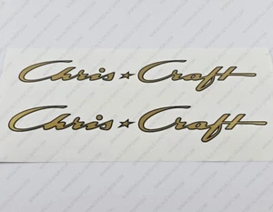 CHRIS CRAFT BOATS LOGO GOLD DECALS STICKERS Set of 2 18" LONG - Imagen 1 de 5