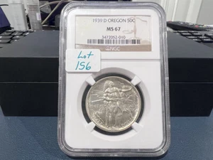 1939-D 50c OREGON SILVER COMMEMORATIVE HALF DOLLAR NGC MS67 Super Nice (GGE) - Picture 1 of 3
