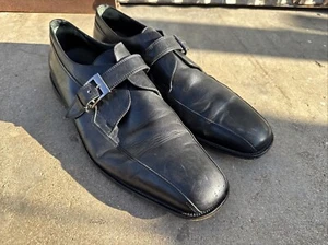 Scarpe eleganti uomo taglia 13M JOHNSTON & MURPHY mocassino cinturino monaco pelle nero ITALIA - Foto 1 di 14