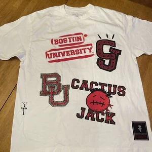 Cactus Jack by Travis Scott x Mitchell & Ness Boston Univ Tee White Size XL - Picture 1 of 8