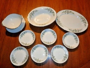 Embassy USA Vitrified China Roses White Pink Flower green leaves silver rim RARE - Picture 1 of 42