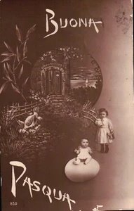 1910ca CARTOLINA AUGURALE DI BUONA PASQUA - Bild 1 von 2