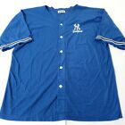 VTG New York Yankees Baseball Jersey Shirt ADIDAS Blue Mesh Mens XL RARE MLB USA