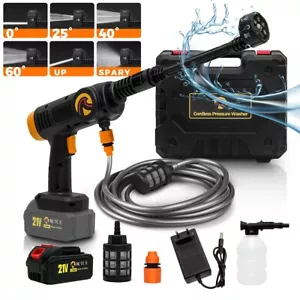 200Bar Akku Hochdruckreiniger Auto Druckreiniger Spritzpistole 3500W + Akkus - Bild 1 von 13