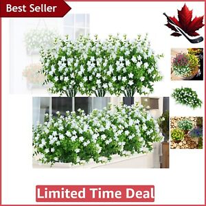 Outdoor Artificial Flowers - 6 Bundles of UV Resistant White Boxwood Plants