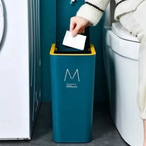 Cubo de basura de plástico con tapa Cubos de basura Cestas de basura Inodoro - Imagen 1 de 18