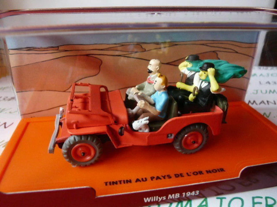FIL9 Voiture 1/43 Collection TINTIN 2 base orange: Jeep Willys MB 1943 l'Or noir - Immagine 1 di 1