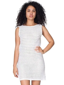 Size L UK 14 US 10 American Apparel White Crochet See Through dress cover up - Picture 1 of 12