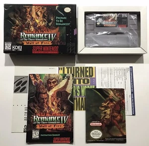 Romance of the Three Kingdoms IV: Wall of Fire SNES Complete + Map Manual NM - Picture 1 of 9