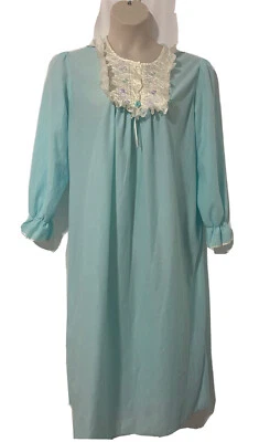Camisón vintage Carriage Court Sears franela azul encaje ribete ropa para dormir talla grande Foto 1 de 4