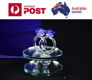 1 PSC Crystal Glass Flower Rings With Box for Home and Wedding gift - Picture 1 of 3
