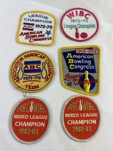 Vintage Bowling League Patch Lot Of 6 ABC WIBC Champion 1958-83 Embroidered - Picture 1 of 7