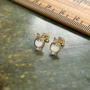 Ohrstecker 9 kt 375 9 kt Gelbgold Opal Schmetterling zart zierlich 9 mm gestempelt - Bild 1 von 13