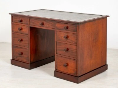 Victorian Pedestal Desk Antique Mahogany 1870 - Image 1 of 4