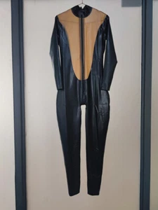 Latex Rubber Catsuit Tights Black&Smoke gray Club Cosplay Party Suit Fixed Men S - Bild 1 von 1