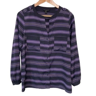 Camisa AQUA para mujer talla S semi transparente estampado tribal manga larga abotonada cuello en V Foto 1 de 4