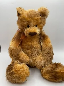 Gund Butterscotch Teddy Bear 14”-18" Plush Brown Tan Bow Furry Large 15101 - Picture 1 of 11