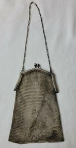Vintage Art Deco Woven Mesh Silver-Plated Evening Wristlet/Bag - Picture 1 of 10