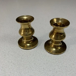 Vintage Brass Candle Holders Set of Two 2.5” Classic Turned Design 90’s Sheik - Picture 1 of 7