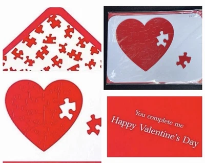 ❤️Papyrus Card High Quality Valentines You Complete Me Puzzle 3D Heart & Seal - Image 1 of 4
