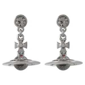 Vivienne Westwood 3D 3D Petit Orb Rhinestone Drop Earrings Chrome Silver 6202003 - Picture 1 of 4