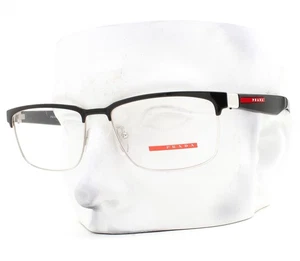 Prada Sport Eyeglasses VPS 51P 1AB-1O1 Glasses Shiny Black Silver 56mm with Case - Picture 1 of 6