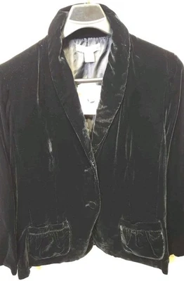 NWT Silk Blend Silhouettes Blazer 20w Black Velvet Feel Vtg. 2 Button Open... - Image 1 of 4