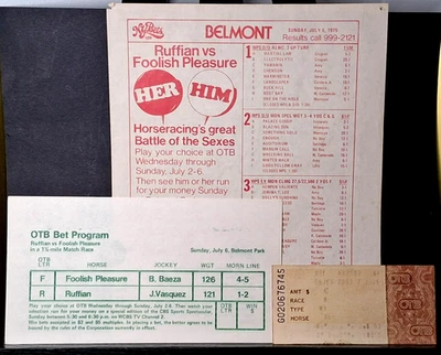 Rufián ~ Foolish Place Match Race ~ 1975 recuerdos y Forego Nassau Stakes Foto 1 de 4