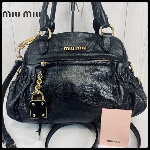 MIU MIU ◆Bellezza ◆ borsa a mano miumiu tracolla nera