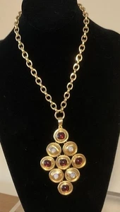 STUNNER MOD NWT BRIGHTON GOLD VERSAILLES BURGUNDY STATEMENT NECKLACE MSRP $148 - Picture 1 of 20