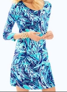 Lilly Pulitzer Tammy Dress Size M Blue 3/4 Sleeves Style # 29437 - Picture 1 of 12