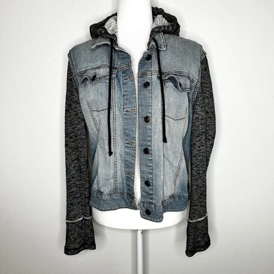 Mossimo Supply Co Mujer Chaqueta de mezclilla con capucha Mangas de tela Talla XL Foto 1 de 4