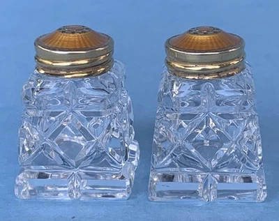 VINTAGE-DAVID DIFERENTES-ESMALTE-CRISTAL-ORO VERMEIL-SAL Y PIMIENTA SHAKERS-NORUEGA Foto 1 de 4