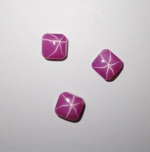 Opaque Star Ruby Square 6x6 mm Cabochon 6 Rayed Lab-created Stone 3 pieces Lot - Picture 1 of 11