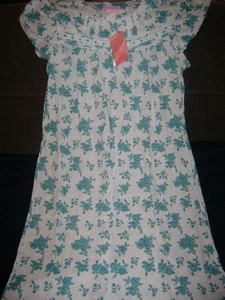 NUEVO CON ETIQUETAS CAMISÓN MUJER ETIQUETA ROSA NUEVO, 100% Algodón, Blanco con Flores Azules - Imagen 1 de 3