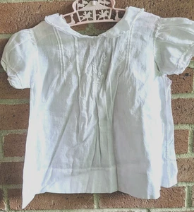 Antique Baptism Christening Embroidered Gown Baby Doll Dress Puff Sleeves - Picture 1 of 8