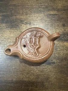 Roman Oil Lamp Terra Cotta Fertility Goddess Fortuna Free Shipping - Picture 1 of 4